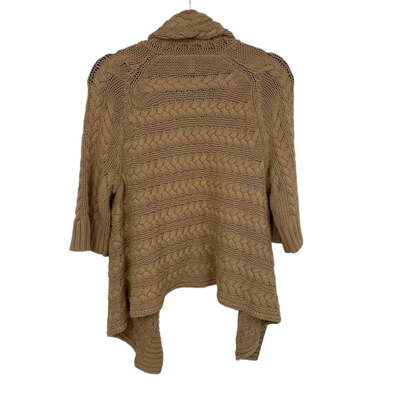 Black Label by Chico's Cable Knit Open Front Cardigan Tan Womens 8 - Picture 4 of 4